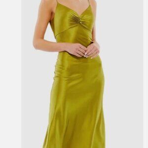 Mac Duggal 70167 Size 2 Apple Green SPAGHETTI STRAP CHARMEUSE SLIP DRESS NWT